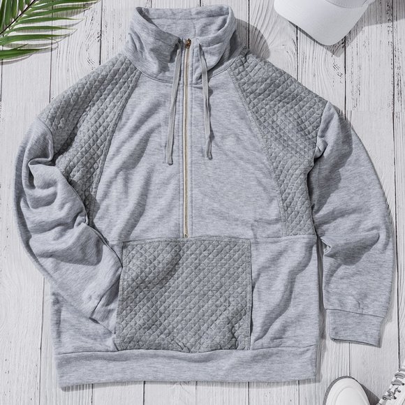 Quilted design with gold zipper pullover - Picture 2 of 4